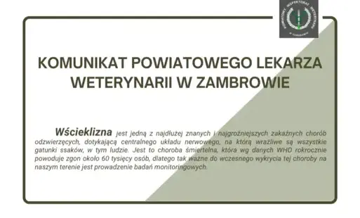 Powiatowy Lekarz Weterynarii w Zambrowie przypomina
