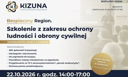 „Bezpieczny Region” w Zambrowie – bezpłatne szkolenie dla mieszkańców